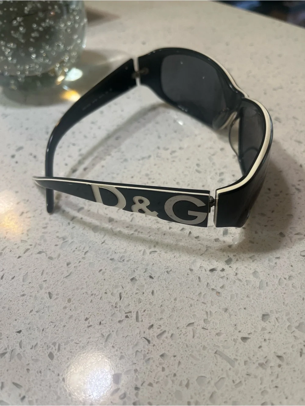 Dolce & Gabbana Black and White Logo Shield Sunglasses
